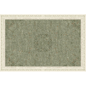 Alfombra retro verde estilo francés, rectangular, lavable, impermeable, antideslizante, para sala de estar, dormitorio, sofá - Product Image 3