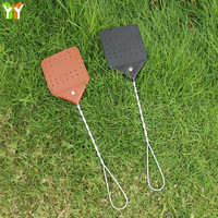 2023 PU cuir tapette à mouches tapettes à mouches avec poignée en métal volant insecte raquette tapette à mouche battre pour moustique