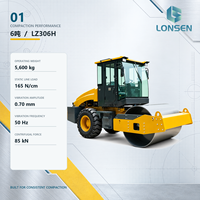 Rouleau compresseur vibrant à tambour unique entièrement hydraulique LONSEN LZ306H de 6 tonnes pour la construction routière et les travaux de terrassement