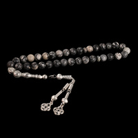 YS314 Masbaha de Alta Calidad, Regalo de Ramadán y Eid, Tasbih Islámico de Piedra Negra de 10 mm para Musulmanes