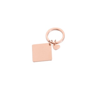 Fashion square Pendant Keychain Customized Blank <b>Heart</b> Charms Pendant Gold Plated Stainless Steel Pendant Keychain - Product Image 5