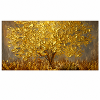 Tableau mural en relief « Arbre à Argent Porte-Bonheur » avec couteau à palette pour salon, décoration Feng Shui pour la prospérité