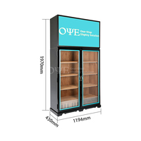 Vitrine à cigares en cèdre espagnol, humidor, armoire à cigares, étuis en bois, éclairage en bois, présentoir à tabac, aménagement de boutique de cigares