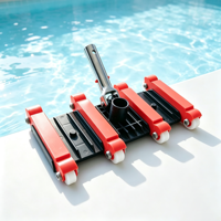 Tête de nettoyeur de piscine de luxe 14''/35 cm, robuste, avec poignée en aluminium et 8 roulettes transparentes à billes en acier