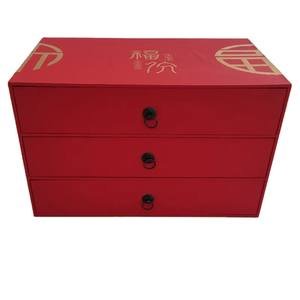Hot sale handmade <b>big</b> <b>jewelry</b> case multi-function 3 layer <b>jewelry</b> gift case wrapped with red touch paper - Product Image 5