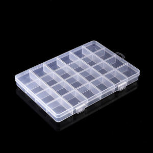 Caja de almacenamiento de plástico transparente con 24 compartimentos y ranuras fijas para joyería, cuentas, piezas pequeñas, estuche organizador - Product Image 2