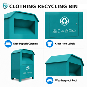 Contenedor de Reciclaje y Donación de Ropa Usada para Exteriores, Acero Galvanizado Ecológico para Uso Comunitario - Product Image 4