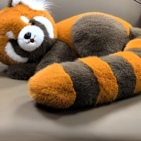 Peluche Panda Rouge Réaliste Personnalisée, Jouet Animal Doux et Moelleux, OEM ODM, Logo Personnalisé, Rembourrage Coton PP, Anti-Stress en Maille