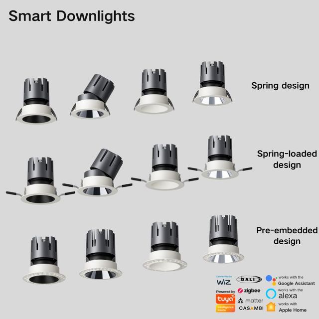 IP65 COB Smart Downlight High CRI Flicker-free WiFi Alexa HomeKit CCT Tunable Dimmable Aluminium Ceiling Light for Bathroom