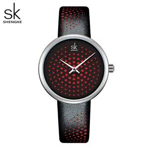 Shengke K0128L Zwarte Vrouwelijke Horloge Lady Horloge Vrouwen Armband Horloges Montre Femme