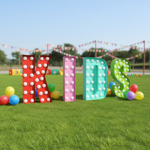 定制大型 LED 灯箱字母数字金属发光标志牌，适用于婚礼公司广告，多色，带遥控器 - Product Image 6