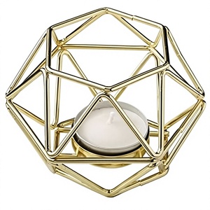 Gold Geometric Metal <b>Tea</b> <b>Light</b> Holder for Home Decoration Durable Design - Product Image 1