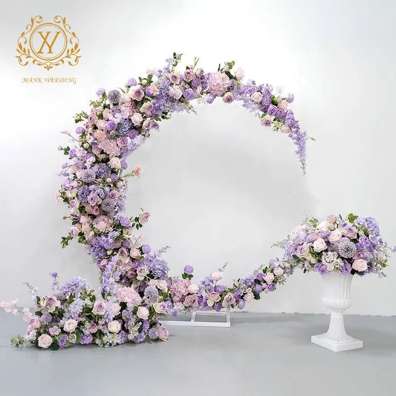 Suporte de flores artificiais para casamento, estilo europeu, decoração de metal roxo, arco e fundo de ferro para casamento, decoração para casamento, ideal para mulheres