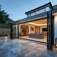 Porte pliante en PVC double vitrage trempé, ouverture à 90 degrés vers l'intérieur et vers l'extérieur, pour balcon et devanture de magasin