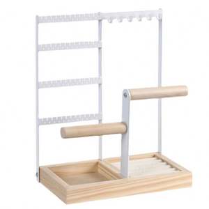 Support à bijoux multifonctionnel en bois détachable pour boucles d'oreilles, colliers, bagues, bracelets et montres, rangement d'accessoires pour femmes - Product Image 2