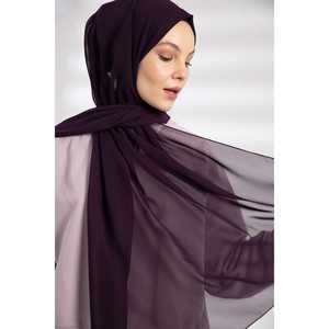 ผ้าคลุมไหล่ชีฟองสุดหรูสำหรับผู้หญิง สีม่วงมะเขือม่วง ระบายอากาศได้ดี น้ำหนักเบา สไตล์ตะวันออกกลาง - Product Image 5