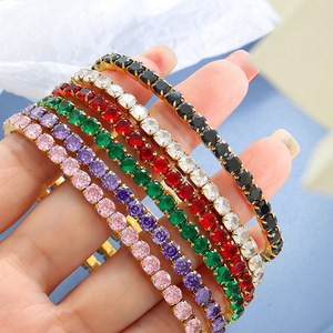 Pulsera de joyería de acero inoxidable para mujer, brazalete rectangular de Zirconia cúbica de lujo, colorido, regalo, sin deslustre - Product Image 2