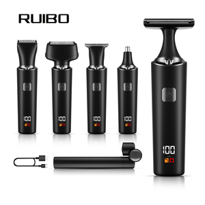 Recortadora Corporal 5 en 1 para Hombre - Afeitadora Eléctrica Recargable e Impermeable con Recortador de Vello de Espalda Extensible, 2 Velocidades <span class=keywords><strong>Turbo</strong></span> y Pantalla LCD - Product Image 1