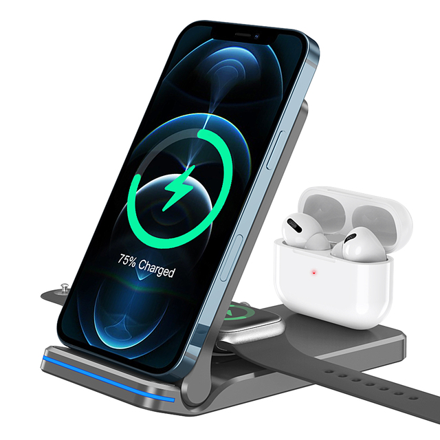 Wireless Charger 3 in 1 Charging Docking Station Wireless Small and Foldable Design