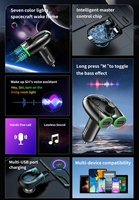 GXYKIT Tuner radio, double lecteur MP3, interaction vocale, kit voiture sans fil 5.0, adaptateur voiture, modulateur, émetteur FM pour voiture, Bluetooth