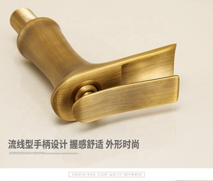 Antique Brass cao thác nước Mixer nóng và lạnh đơn xử lý phòng tắm lưu vực vòi nước - Product Image 5