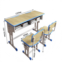 Bureau d'étudiant de salle de classe de tige d'école élémentaire Bureau à double siège et chaise de classe d'école Chais