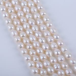 Collier de perles d'eau douce naturelles en forme de riz de 6-7 mm, accessoires faits à la main avec perles en vrac, Zhuji DIY, vente en gros - Product Image 2