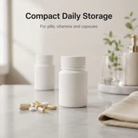 Flacon rond en plastique HDPE blanc de 30 ml (1 oz) avec bouchon à vis pour le stockage compact de médicaments quotidiens