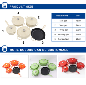 Factory Supply Customized Enamel American Style <strong>Cast</strong> Iron Dutch Oven <strong>Cookware</strong> Five-piece Set Oven Safe Dishwasher Safe - Product Image 2