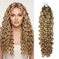 FH Custom P27/30/613 Cheveux humains bouclés birmans Miracle Knot pour crochet, mélange de couleurs, extensions de cheveux humains pour tresses au crochet