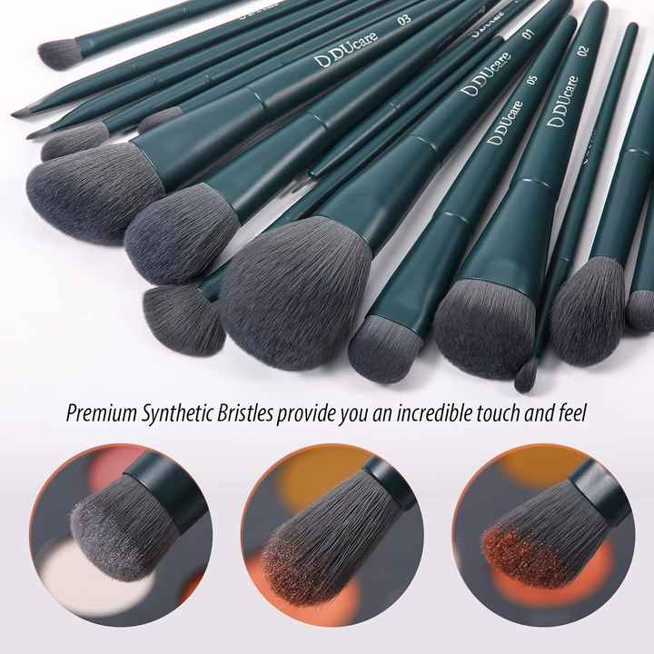 DUcare Customizable Makeup Brushes Set 17-Piece with Cleaning Mat Makeup Sponge Highlighter Brush Including Makeup Brush Cleaner