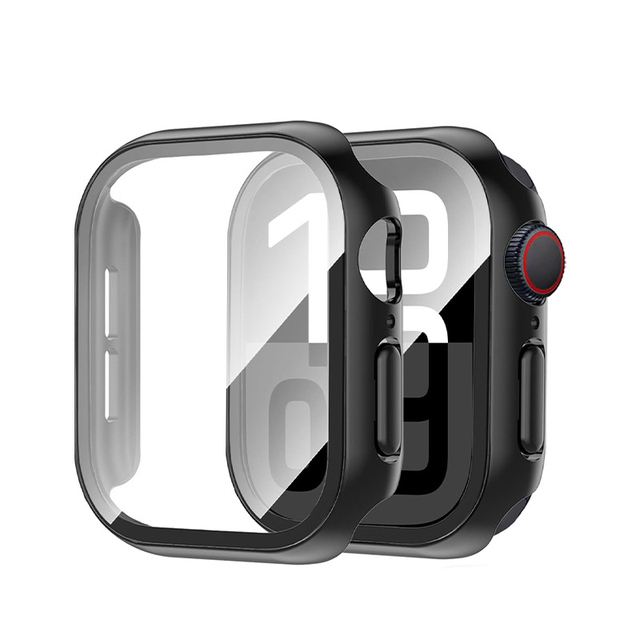 Matte PC Hard Case Cover With Tempered Glass Screen Protector Watch Case for Apple Watch Series 10 11 42mm 46mm