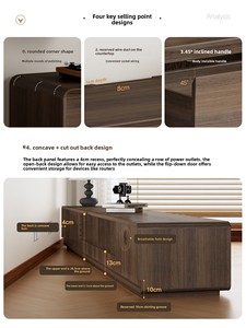 ตู้วางทีวีไม้จริงสุดหรูทันสมัยปี 2026 สำหรับห้องนั่งเล่น สไตล์มิดเซ็นจูรี่ สีวอลนัท พร้อมประกอบและจัดเก็บของได้ครบครัน - Product Image 3