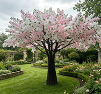 Arbres artificiels de cerisier personnalisés pour la décoration de mariage en intérieur et en extérieur, type herbe et fleurs en plastique