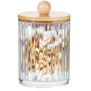 Aoniu กล่องเก็บสำลีก้านไม้ไผ่พกพาภาชนะทรงกลมกล่องเก็บเครื่องสำอางอเนกประสงค์ - Product Image 2