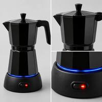 Cafetière électrique Moka 6 tasses, chauffage sans flamme, machine à expresso, poignée anti-brûlure, fonctionnement à une touche pour la maison, le bureau, la cuisine