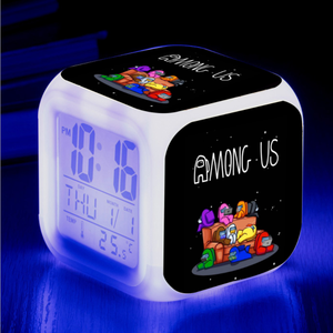 Réveil numérique LED coloré pour enfants, avec lumière nocturne, motif dessin animé mignon, périphérique de <span class=keywords><strong>jeu</strong></span> - Product Image 6