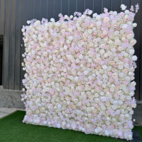 Fondo de Pared de Rosas de Seda Artificial Hechas a Mano para Bodas, Diwali, Ramadán y Eventos - Decoración Floral Grande para Exteriores