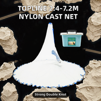 Filet de pêche Jianuo Topline à double nœud en monofilament de nylon PE, modèle CN8, options de longueur de 2,4 à 7,2 m
