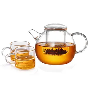 أبريق شاي زجاجي إبريق الشاي مع ارتفاع درجة الحرارة والدليل على الترشيح وعاء صغير الكونغ فو طقم شاي المنزلية 500 مللي