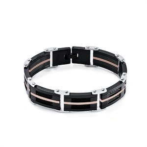 Bracelets pour hommes en acier inoxydable sur mesure, deux tons, avec câble à 5 couches, résistants à l'eau et au ternissement, bijoux fins et élégants. - Product Image 4