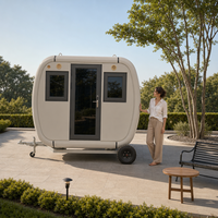 Trailer Camper Mini Portabel Beroda, Mudah Disimpan, Serbaguna untuk Berkemah & Bisnis