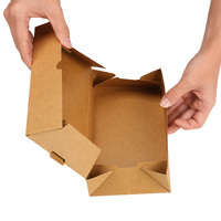 Boîte à lunch en papier kraft imperméable de taille personnalisée, emballée à plat, pour café, restaurant, commande en gros