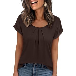 เสื้อชีฟองแขนสั้นจับจีบสำหรับผู้หญิง ระบายอากาศได้ดี ใส่ได้ทุกวัน - Product Image 1