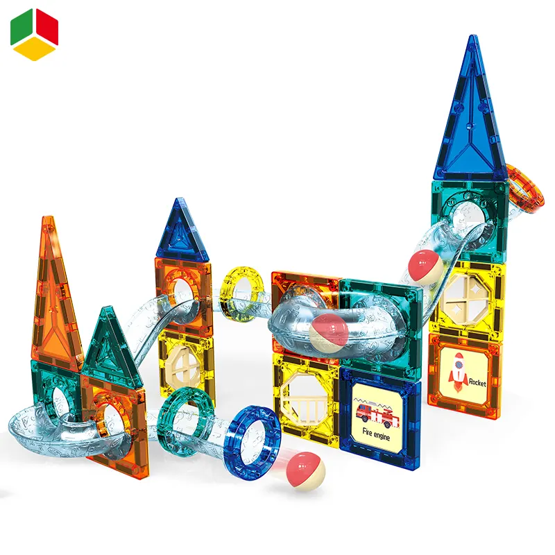 QS 크리 에이 티브 어린이 마그네틱 타일 블록 장난감 Diy 조립 다양한 퍼즐 마그네틱 트랙 볼 빌딩 블록 세트 장난감