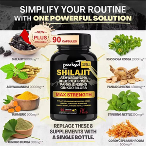 プライベートラベルShilajit純粋なヒマラヤ有機Shilajitタブレット丸薬Ashwagandha高麗人参イチョウBiloba Shilajitカプセル - Product Image 4