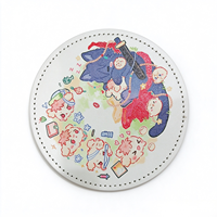 Sous-verre rond personnalisé mignon, imprimé UV couleur, avec personnage de dessin animé, en cuir, pour cadeau de fan de bande dessinée
