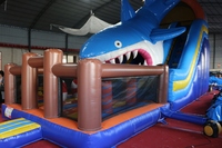 WINSUN Toboggan aquatique gonflable commercial sur le thème des requins avec zone de saut pour les fêtes d'été des enfants et les événements en plein air