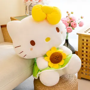 Yeni tasarım ayçiçeği kedi dolması hayvan peluş bebek çocuklar ve kız arkadaşları için Kawaii çizgi film bebeği hediye