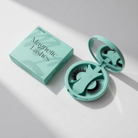 Kit de faux cils magnétiques personnalisables vert menthe Quantum Soft avec boîte de rangement miroir
